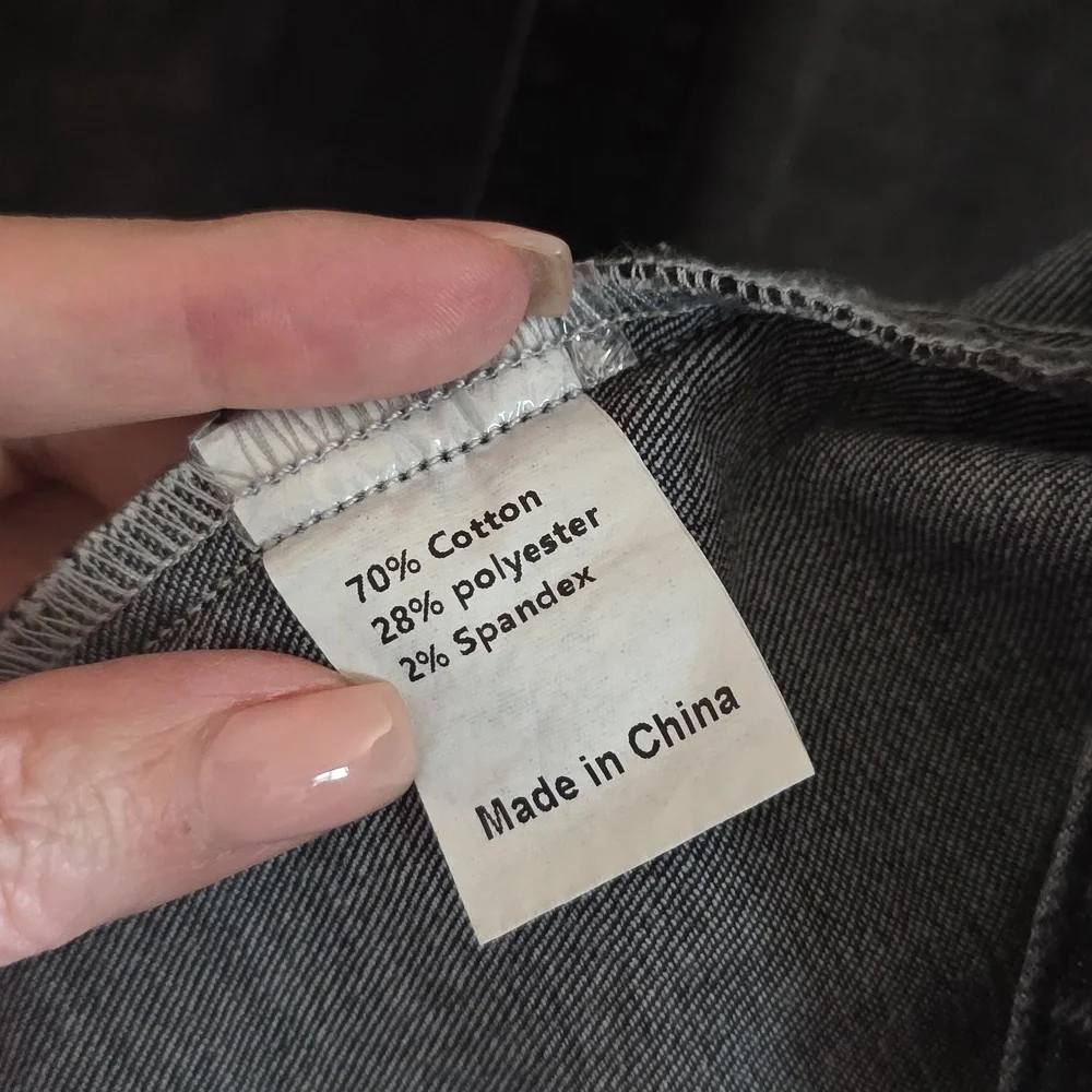 Distressed Black Cropped Denim Bolero Jacket โ Size Large - Picture 7 of 9
